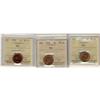 Image 1 : Lot of 3 ICCS graded MS-65 RED Small cents; 1