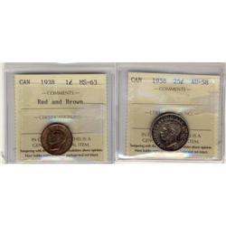 Lot of two  ICCS graded coins;  Includes 1938