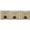 Image 1 : Lot of three ICCS graded small cents, 1938, 1