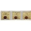 Image 1 : Lot of 3 ICCS MS-65 Red small cents; 1938, 19