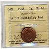 Image 1 : 1948 A off dent. 1¢ ICCS MS-65 Red, a superb