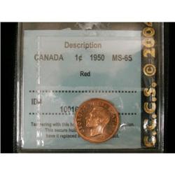 1 Cent 1950, graded CCCS MS-65; Red. As nice