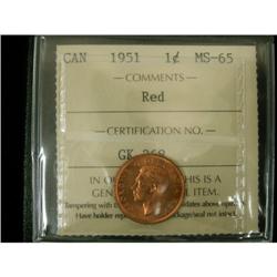 1951 1¢ ICCS MS-65 Red, a superb example with