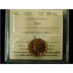 1951 1¢ ICCS SP-64 RED, full red with mirror