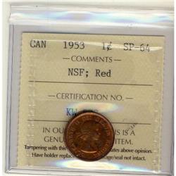 1953 NSF 1¢ ICCS SP-64 Red.  A seldom seen ex