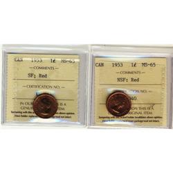 1953 NSF and 1953 SF 1¢ both ICCS MS-65 Red.