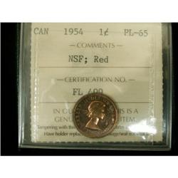 1954 NSF 1¢ ICCS PL65 Red, a nice spotless ex