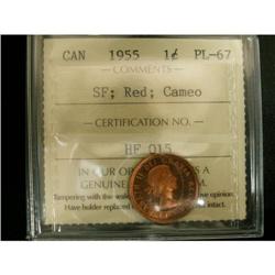 1955 SF 1¢  ICCS PL-67 RED  CAMEO, a superb e