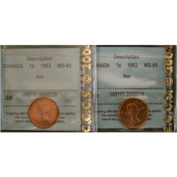 1 Cent 1962, graded CCCS MS-65; Red. Gem red