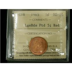 1965 1¢ Lg Bds Ptd 5 ICCS MS65 Red