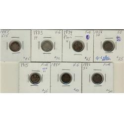 Lot of  seven Five Cents silver,  Includes 18