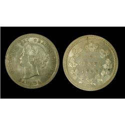 1858 5¢ Lg Date ICCS MS-63, brilliant and lus