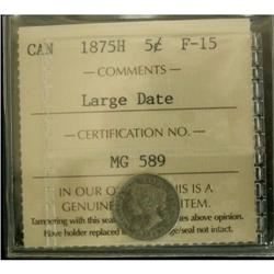 1875H 5¢ Lg date ICCS F15
