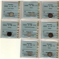Lot of 8 CCCS graded Five Cents.  All pieces