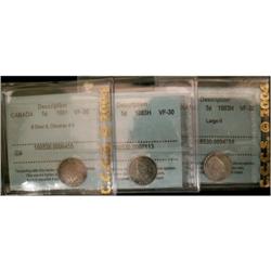 1883H, 1891 and 1903H.  Lot of 3 coins all CC