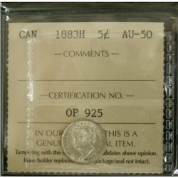 1883H 5¢ ICCS AU50, Strong strike with lots o