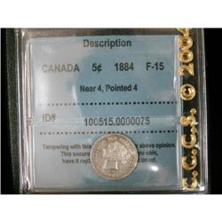 5 Cents 1884, graded CCCS F-15; Near 4, Point