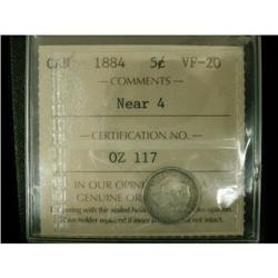 1884 5¢ Near 4 ICCS VF20.  Mid grade key date