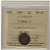 Image 1 : 1885 5 over 5 variety 5¢ ICCS VF-20. A nice a