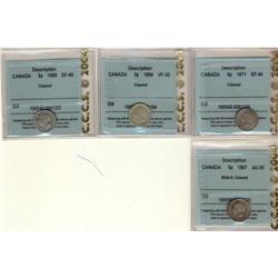 Lot of 4 CCCS graded Five Cents; 1871 EF-40,