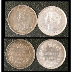 Lot of two  Five  cents silver,  Includes 190