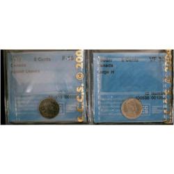 Lot of two CCCS graded Five cents silver; 190
