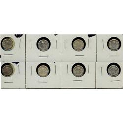 1911-1920 5¢. Lot of 10 coins VF30 to AU.  No