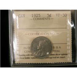 1925 5¢ ICCS VF-30, a nice example