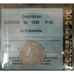 1926 Far 5¢ CCCS F12.  Key date example desig