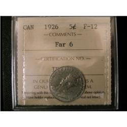 1926 Far 6 5¢ ICCS F12, problem free.