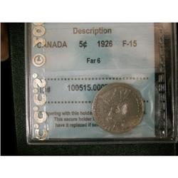 1926 Far 5¢ CCCS F15.  Key date example with