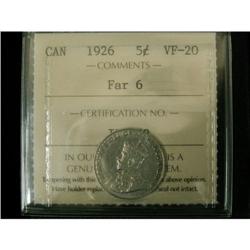 1926 Far 6 5¢ ICCS VF20, problem free.