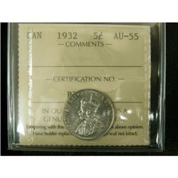 1932 5¢ ICCS AU55. Key date and under evaluat