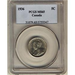 1936 5¢ PCGS MS65 Brilliant with full luster.