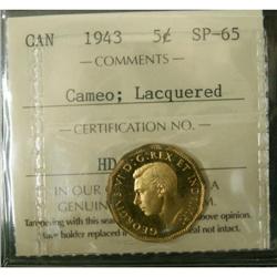 1943 5¢ ICCS SP65 Cameo, Lacquered.  A superb