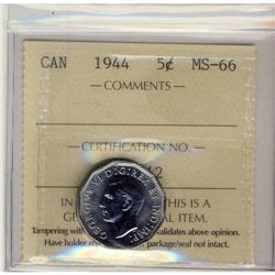 1944 5¢ ICCS MS66.  A gem example.