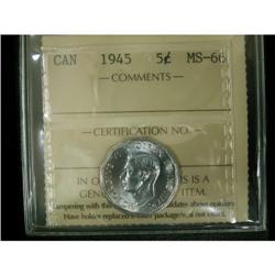 1945 5¢ ICCS MS-66