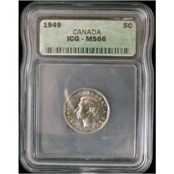 1949 5¢ ICG MS66 Brilliant with full luster.