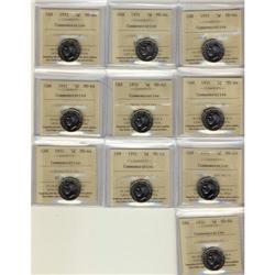 1951 5¢ Commemorative ICCS MS64. Lot of 10 co