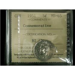 1951 5¢ ICCS MS65.  A gem example and underra