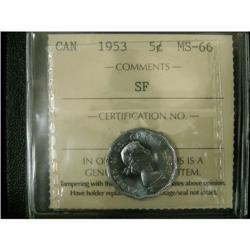 1953 5¢ SF ICCS MS66.  WOW,  highest graded,