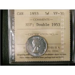 1953 NSF 5¢ DOUBLE 1953 ICCS VF-30, first one