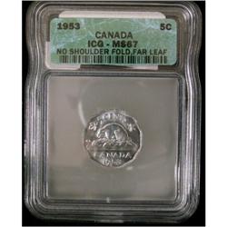 1953 NSF 5¢  ICG MS67, a gem example in with