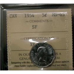 1954 SF 5¢  ICCS MS-65 Excellent strikes and