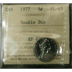 1977 Double Die 5¢ ICCS PL-65, a popular vari