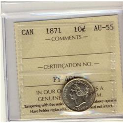 1871 10¢ ICCS AU-55  Lightly toned with lots