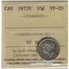 Image 1 : 1872H 10¢ ICCS VF-20, brilliant with some lus