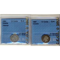 1884 and 1887 10¢, both CCCS graded G-4