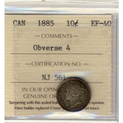 1885 Obv #4 10¢ ICCS EF-40, lightly toned, a