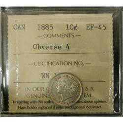 1885 10¢ Obv 4 ICCS EF45, Attractive and lust